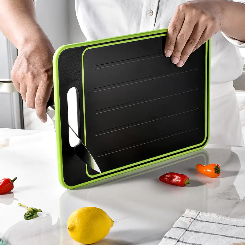 Dual-Sided Rapid Defrost Aluminum Cutting Board with Sharpener