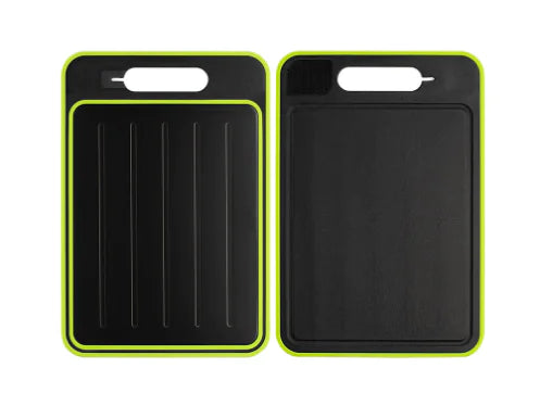 Dual-Sided Rapid Defrost Aluminum Cutting Board with Sharpener
